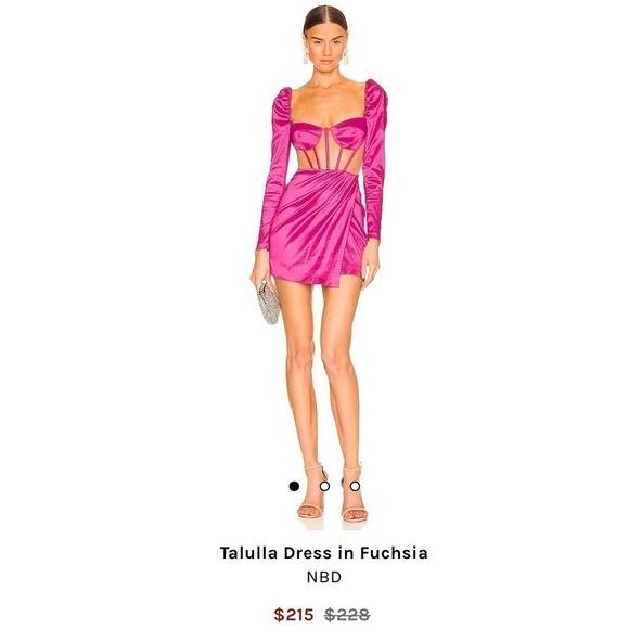 NWT NBD Talulla Mini Dress in Fuchsia sz M (minor flaw) - Picture 2 of 11